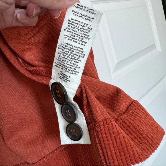 Anthropologie Avec Les Filles Relaxed Corduroy Shacket Pumpkin Fall Rust Sz L - Picture 14 of 14